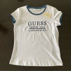 GUESS Denim LA 81 Los Angeles White Tee with Blue Trim Size M